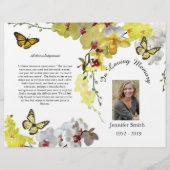 Bi-Fold Yellow Orchids Butterfly Funeral Program Flyer (Vorne)