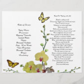 Bi-Fold Yellow Orchids Butterfly Funeral Program Flyer (Hinten)