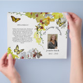 Bi-Fold Yellow Orchids Butterfly Funeral Program Flyer (Hand)
