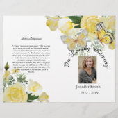 Bi-Fold Yellow Roses Butterfly Funeral Program Flyer (Vorne)