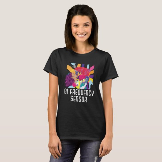 Bi Frequenz Sensor Bisexueller Regenbogen Pride Bi T-Shirt (Vorne ganz)