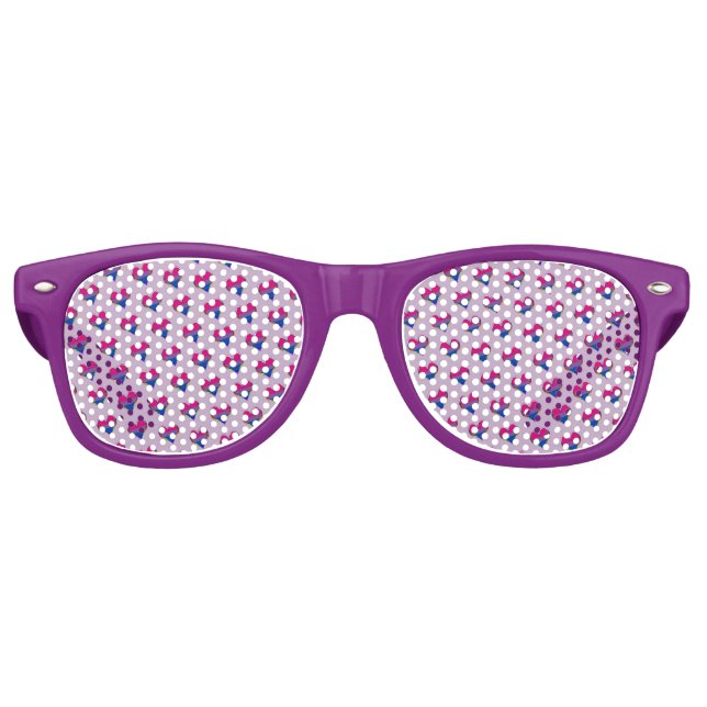 Bi Heart Pattern Retro Sonnenbrille (Vorderseite)