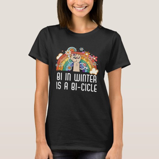 Bi In Winter Is A Bi cicle Bisexual Rainbow Pride  T-Shirt (Vorderseite)