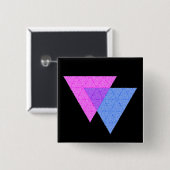 Bi Knot Symbol Square Black Button (Vorne & Hinten)