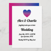 Bi LGBT Que Heart Wedding Einladung (Vorne/Hinten)