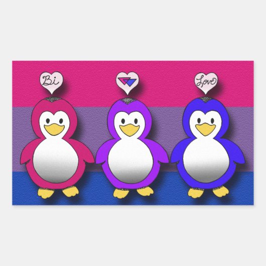 Bi Liebe Bi Pride Niedliche Pinguine Rechteckiger Aufkleber (Vorderseite)