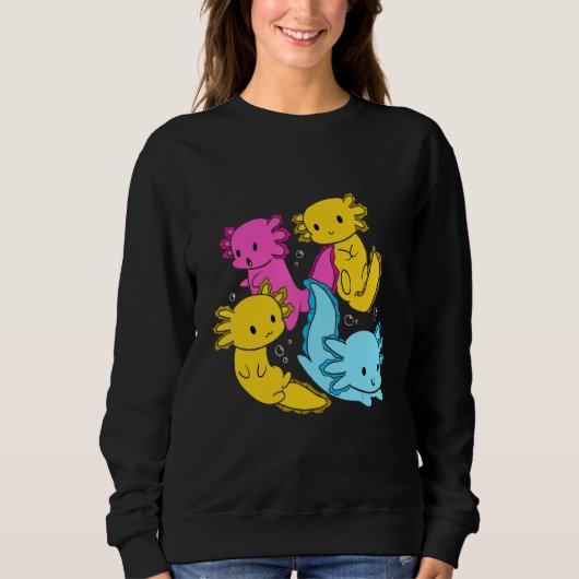 Bi Pansexual Pride Mexican Salamander Axolotl Pile Sweatshirt (Vorderseite)