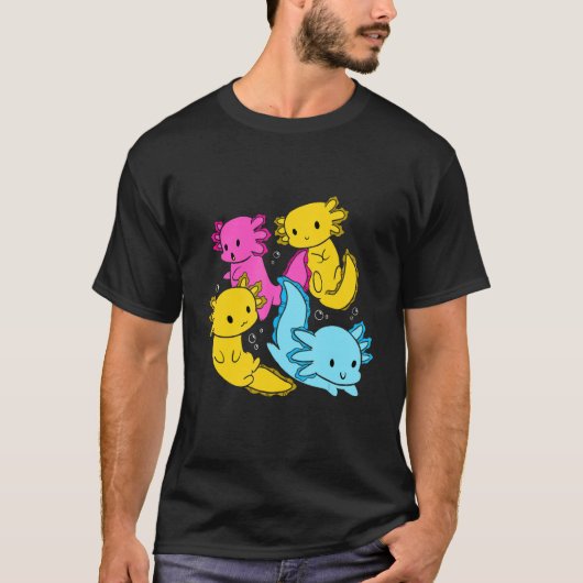 Bi Pansexual Pride Mexican Salamander Axolotl Pile T-Shirt (Vorderseite)