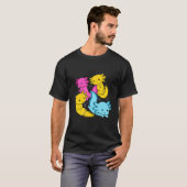 Bi Pansexual Pride Mexican Salamander Axolotl Pile T-Shirt (Vorne ganz)