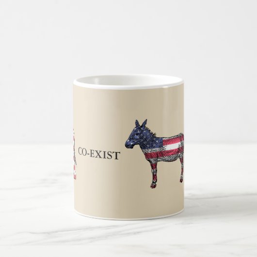 Bi-partisan, Elefant & Esel koexistierende Kaffee- Kaffeetasse (Mittel)