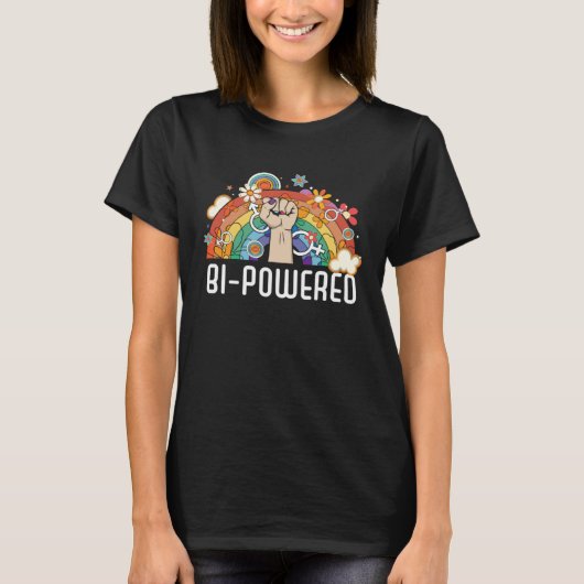 Bi Powered Bisexual Rainbow Pride March Bisexualit T-Shirt (Vorderseite)