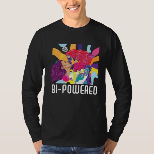 Bi Powered Bisexual Rainbow Pride March Bisexualit T-Shirt (Vorderseite)