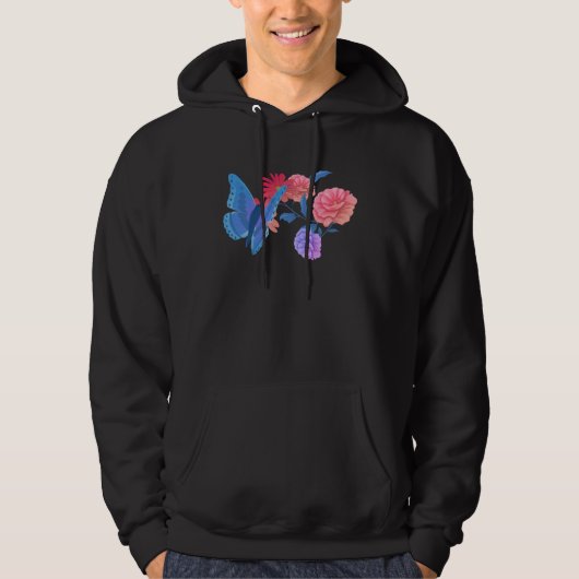 Bi Pride Butterfly Bisexual Flag Flower Hoodie (Vorderseite)