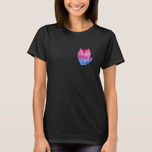 Bi Pride Cat Lgbtq Bisexual Flag Support Month T-Shirt (Vorderseite)