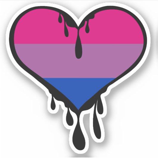 Bi Pride Dripping Heart Aufkleber (Vorderseite)