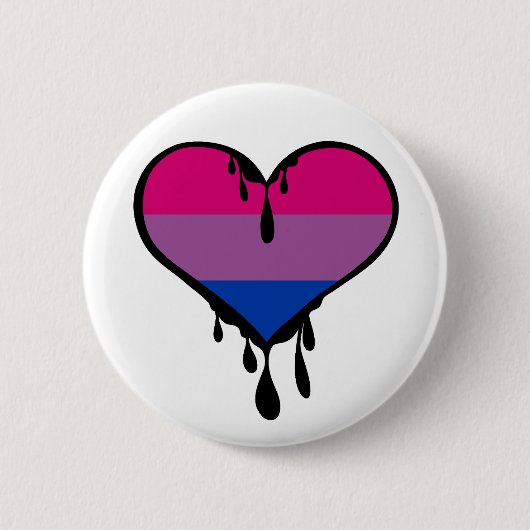Bi Pride Dripping Heart Button (Vorderseite)