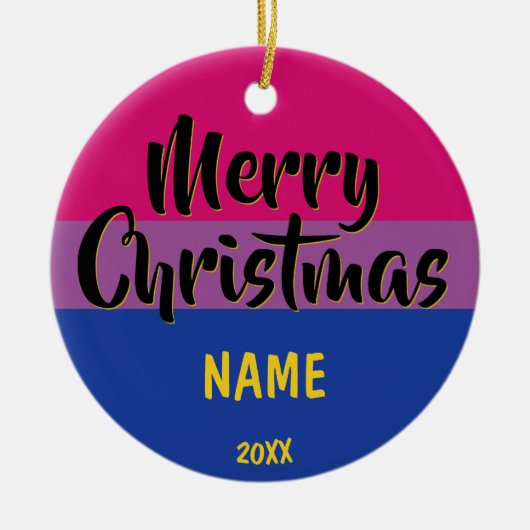 Bi Pride Flag Personalisiert Weihnachten Keramik Ornament (Vorne)