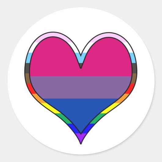 Bi Pride Heart Classic Round Sticker (Vorderseite)