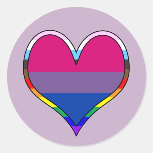 Bi Pride Heart Classic Round Sticker (Vorderseite)