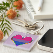 Bi Pride Heart Keychain Schlüsselanhänger (Vorderseite rechts)
