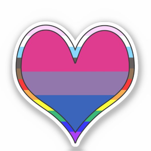 Bi Pride Heart Sticker (Vorderseite)