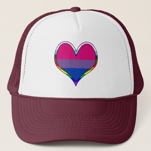 Bi Pride Heart Trucker Hat Truckerkappe (Vorderseite)