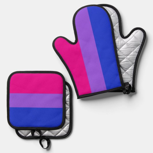 Bi Pride Kitchen Guardians Ofenhandschuh & Topflappen-Set (Vorderseite/Rückseite)