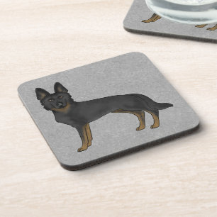 Bi-Schwarzer Deutscher Schäferhund Cartoon GSD Hun Getränkeuntersetzer