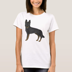 Bi-Schwarzer Deutscher Schäferhund Süßer Cartoon-H T-Shirt