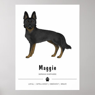 Bi-Schwarzer Deutscher Schäferhund Süßer Hund Und Poster