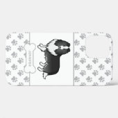 Bi-schwarzer Sheltie mit Paws, Dog Bone und Name Case-Mate iPhone Hülle (Rückseite (Horizontal))
