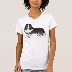 Bi-Schwarzer Shetland-Schäferhund Süßer Cartoon-Hu T-Shirt