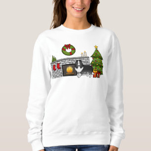 Bi-Schwarzer Shetland Sheepdog Hund in einem Weihn Sweatshirt