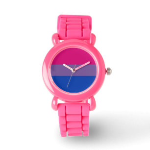 Bi-Stolz-Flaggen-Uhr (rosa Glitzer) Armbanduhr