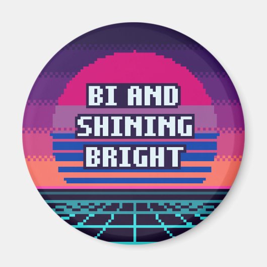Bi und strahlend heller Pride Pixel Magnet (Vorne)