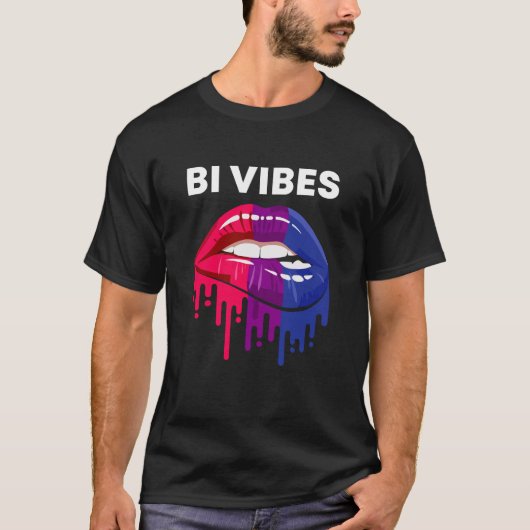 Bi Vibes Tropfen Lippen Bisexueller Stolz Monat LG T-Shirt (Vorderseite)