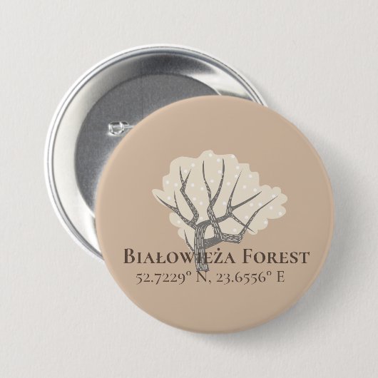 Białowieża Forest Latitude & Longitude Button (Vorne & Hinten)