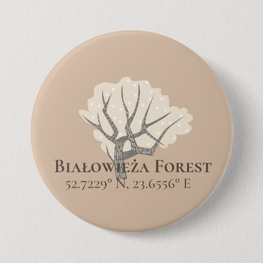 Białowieża Forest Latitude & Longitude Button (Vorderseite)
