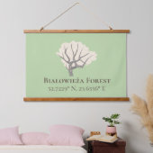 Białowieża Forest Latitude & Longitude Wandteppich Mit Holzrahmen (Schlafzimmer)