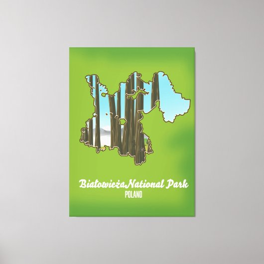 Białowieża-Nationalparkkarte Leinwanddruck (Vorderseite)