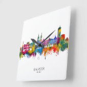 Białystok Poland Skyline Quadratische Wanduhr (Winkel)