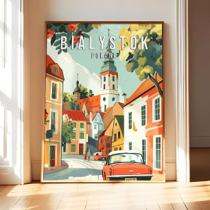 Bialystok Polen Poster Art Druck, Stadt Retro Vint