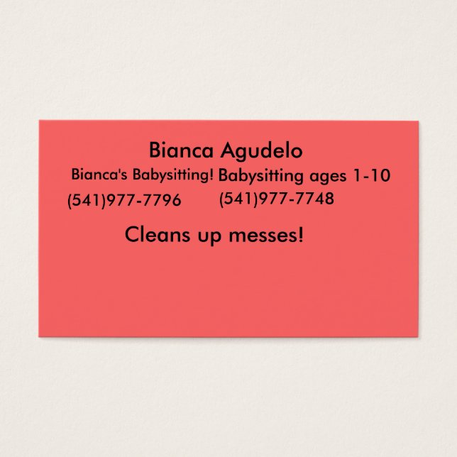 Bianca Agudelo, Biancas Babysitting!, (541)977... (Vorderseite)