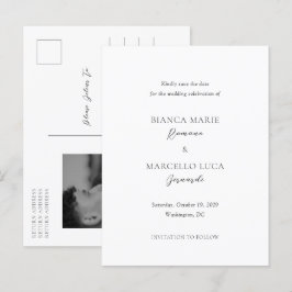 Bianca Elegant Wedding Save the Date Ankündigungspostkarte