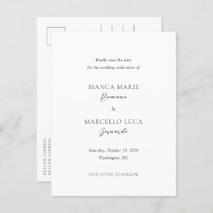 Bianca Elegant Wedding Save the Date Ankündigungspostkarte