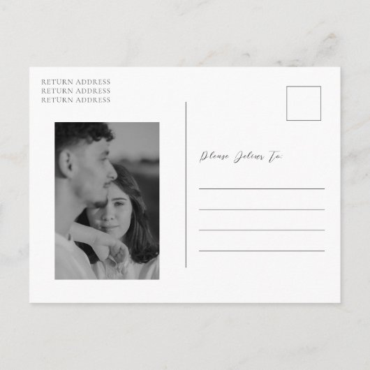 Bianca Elegant Wedding Save the Date Ankündigungspostkarte (Rückseite)
