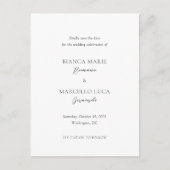 Bianca Elegant Wedding Save the Date Ankündigungspostkarte (Vorderseite)