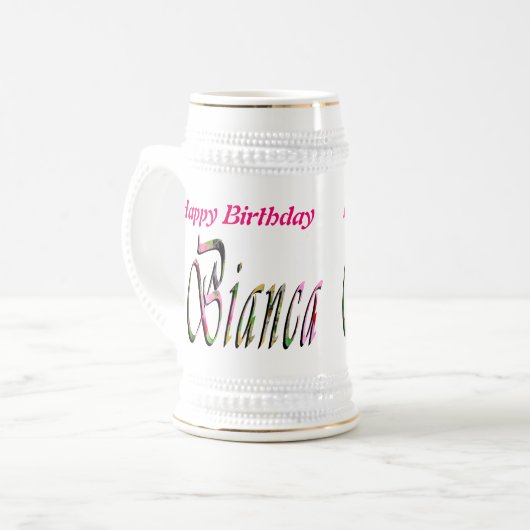 Bianca Girls Name Logo, Bierglas (Vorderseite Links)