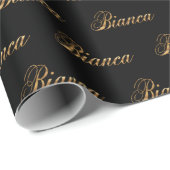 Bianca gold Design Lettering Geschenkpapier (Rolleneckpunkt)