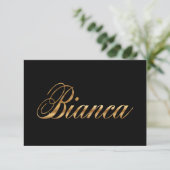 Bianca gold Design Lettering Karte (Stehend Vorderseite)